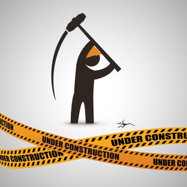 İnşaat tasarım altında. aracı simgesi. izole illüstrasyon