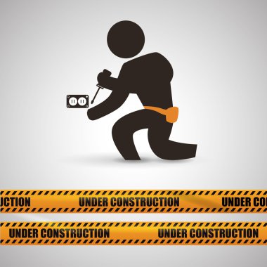 İnşaat tasarım altında. aracı simgesi. izole illüstrasyon