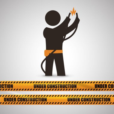 İnşaat tasarım altında. aracı simgesi. izole illüstrasyon