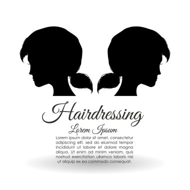 Saç salon tasarım. Kuaförlük simgesi. , vektör siluet stil