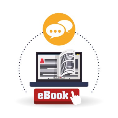 eKitap tasarımı. okuma simgesi. Beyaz arka plan, vektör çizim