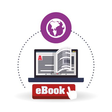 eKitap tasarımı. okuma simgesi. Beyaz arka plan, vektör çizim