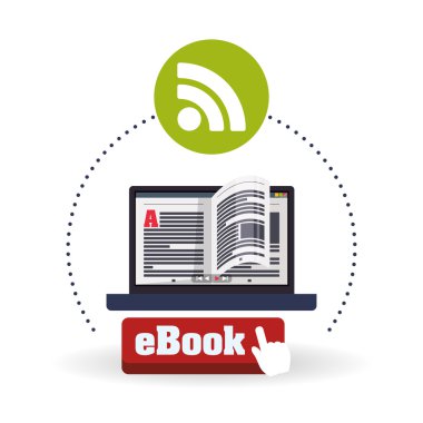 eKitap tasarımı. okuma simgesi. Beyaz arka plan, vektör çizim