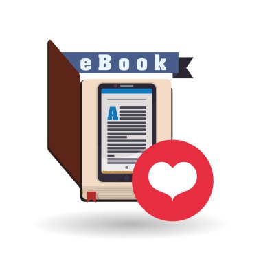 eKitap tasarımı. okuma simgesi. Beyaz arka plan, vektör çizim