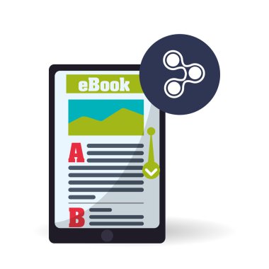 eKitap tasarımı. okuma simgesi. Beyaz arka plan, vektör çizim