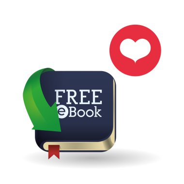 eKitap tasarımı. okuma simgesi. Beyaz arka plan, vektör çizim