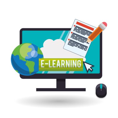 E-öğrenme tasarım. Eğitim simgesi. İzole illüstrasyon