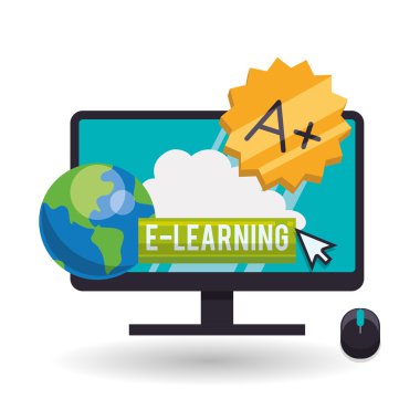 E-öğrenme tasarım. Eğitim simgesi. İzole illüstrasyon