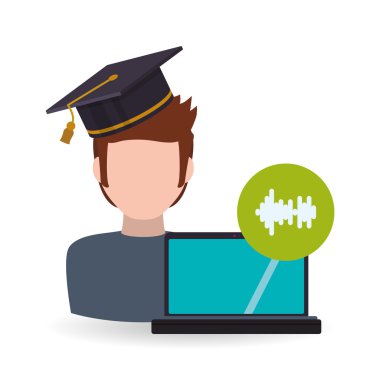 E-öğrenme tasarım. Eğitim simgesi. İzole illüstrasyon