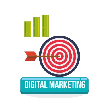 Dijital pazarlama tasarım. e-ticaret simgesi. izole illüstrasyon