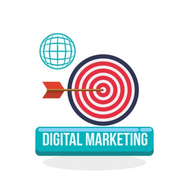 Dijital pazarlama tasarım. e-ticaret simgesi. izole illüstrasyon