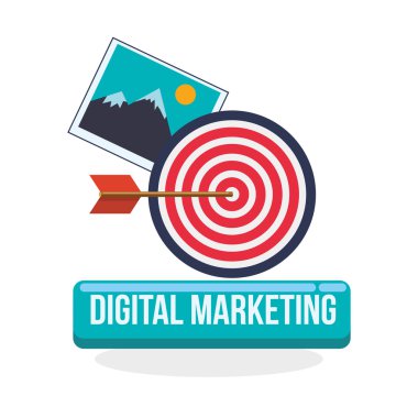 Dijital pazarlama tasarım. e-ticaret simgesi. izole illüstrasyon