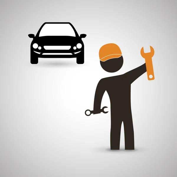 Projeto de reparo. ícone de automóvel. ilustração isolada — Vetor de Stock