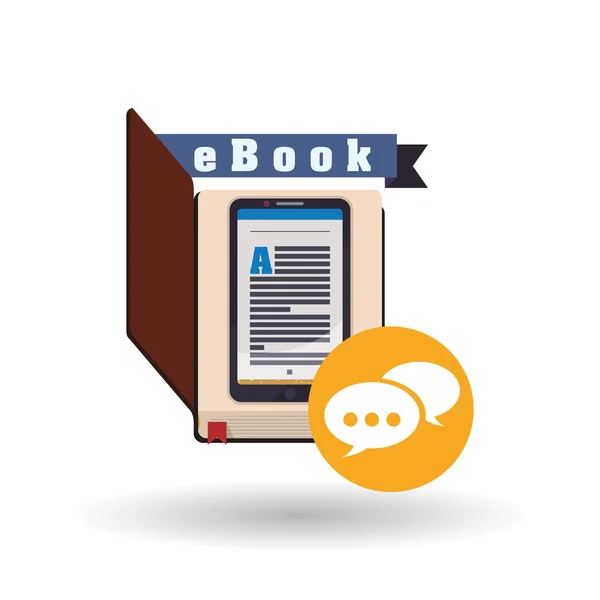 Design de eBook. ícone de leitura. Fundo branco, ilustração vetorial — Vetor de Stock