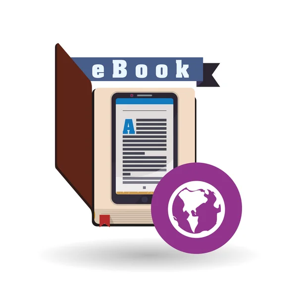 Diseño de libros electrónicos. icono de lectura. Fondo blanco, ilustración vectorial — Vector de stock