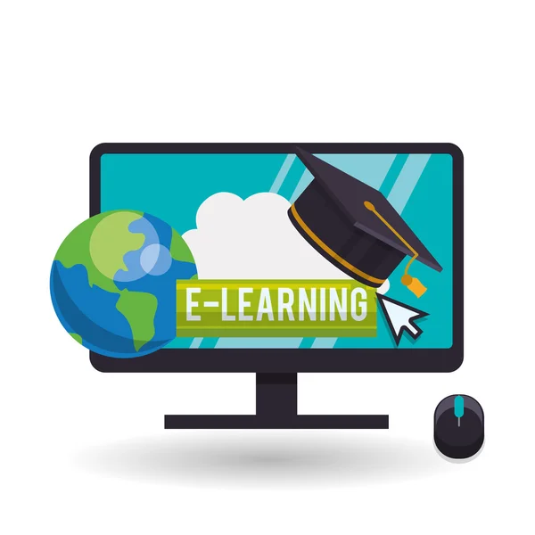 Projekt E-learning. Edukacja ikona. Ilustracja na białym tle — Wektor stockowy