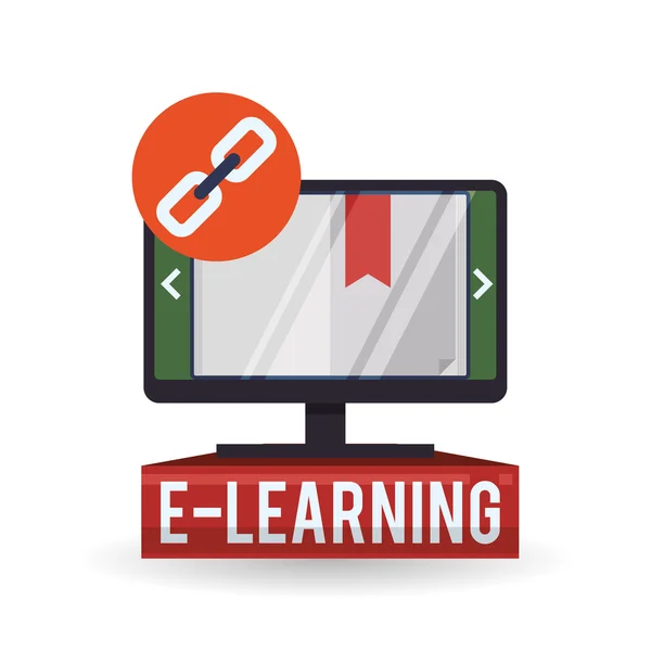 E-learning design. Ikona vzdělání. Izolované ilustrace — Stockový vektor