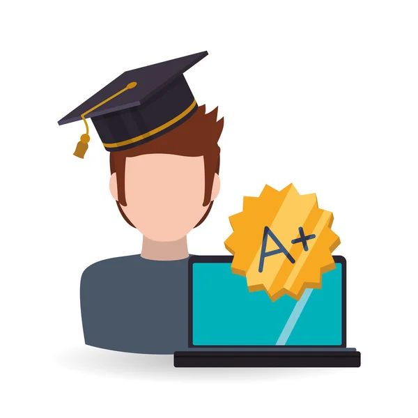 Az E-learning design. Oktatás ikonra. Elszigetelt illusztráció — Stock Vector