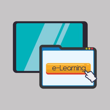 E-öğrenme tasarım. Eğitim simgesi. Online kavramı