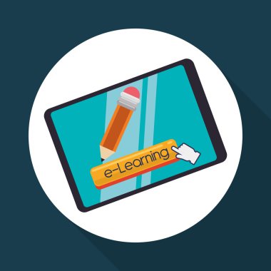 E-öğrenme tasarım. Eğitim simgesi. Online kavramı