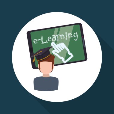 E-öğrenme tasarım. Eğitim simgesi. Online kavramı