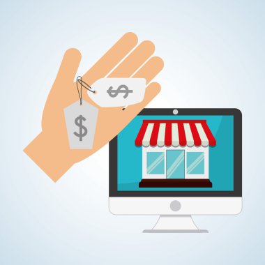 Tasarım alışveriş. e-ticaret simgesi. Online kavramı