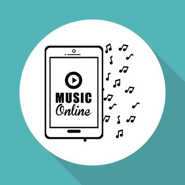 Müzik tasarımı. Online kavramı. Medya illüstrasyon