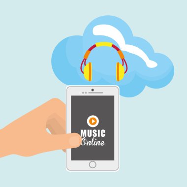 Müzik tasarımı. Online kavramı. Medya illüstrasyon