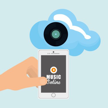 Müzik tasarımı. Online kavramı. Medya illüstrasyon