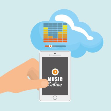 Müzik tasarımı. Online kavramı. Medya illüstrasyon