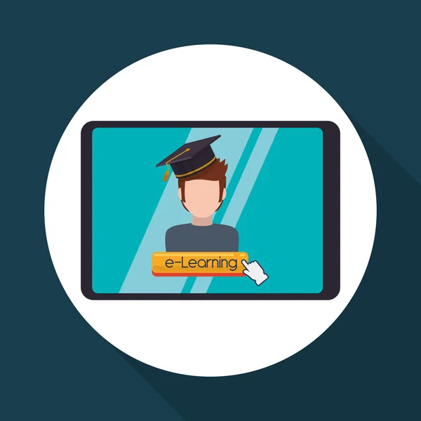 Diseño de E-learning. icono de la educación. concepto en línea — Vector de stock