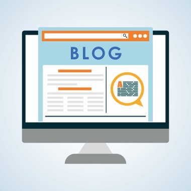 Blog tasarım. Sosyal medya kavramı. Online illüstrasyon