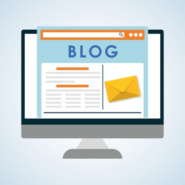 Blog tasarım. Sosyal medya kavramı. Online illüstrasyon
