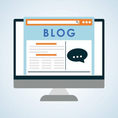 Blog tasarım. Sosyal medya kavramı. Online illüstrasyon