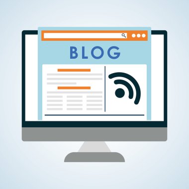 Blog tasarım. Sosyal medya kavramı. Online illüstrasyon