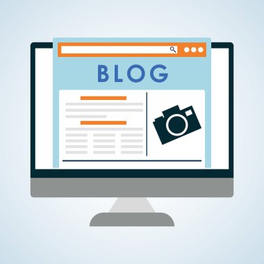 Blog tasarım. Sosyal medya kavramı. Online illüstrasyon