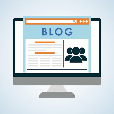 Blog tasarım. Sosyal medya kavramı. Online illüstrasyon