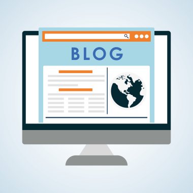 Blog tasarım. Sosyal medya kavramı. Online illüstrasyon