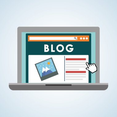 Blog tasarım. Sosyal medya kavramı. Online illüstrasyon