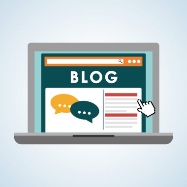 Blog tasarım. Sosyal medya kavramı. Online illüstrasyon