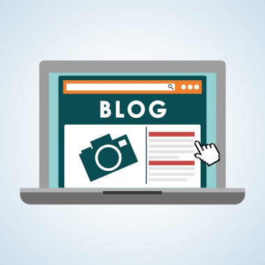 Blog tasarım. Sosyal medya kavramı. Online illüstrasyon