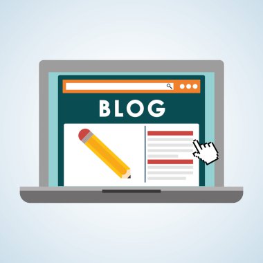 Blog tasarım. Sosyal medya kavramı. Online illüstrasyon