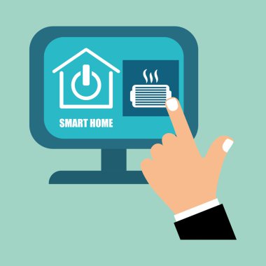 Akıllı ev tasarımı. Teknoloji simgesi. Sistem kavramı