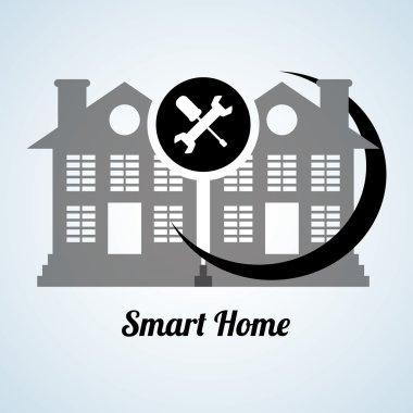 Akıllı ev tasarımı. Teknoloji simgesi. Sistem kavramı