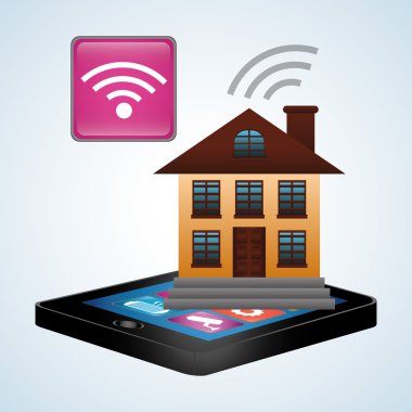 Akıllı ev tasarımı. Teknoloji simgesi. Sistem kavramı