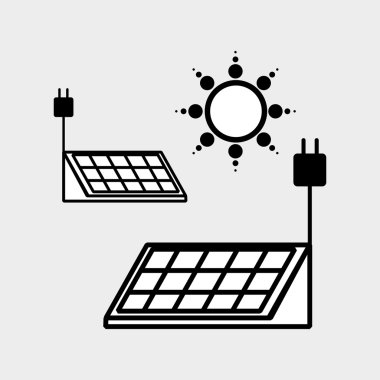 Eko tasarım. Yeşil kavram. Güneş Paneli simgesini