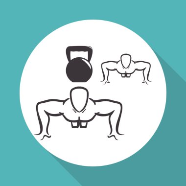 Sağlıklı yaşam tarzı tasarım. Vücut geliştirme illüstrasyon. Beyaz backg