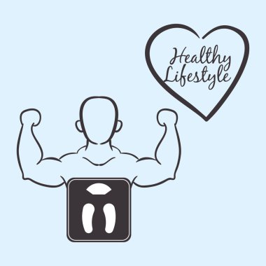 Sağlıklı yaşam tarzı tasarım. Vücut geliştirme illüstrasyon. Beyaz backg