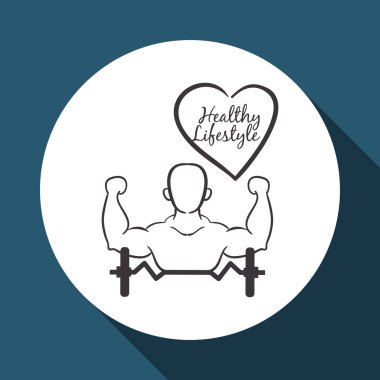 Sağlıklı yaşam tarzı tasarım. Vücut geliştirme illüstrasyon. Beyaz backg