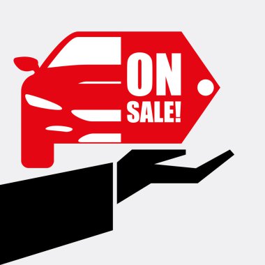 Araba Satılık tasarım. Satılık kavramı. Beyaz arka plan